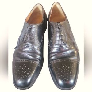 Salvatore Ferragamo Men's Black Leather Oxford Cap Toe Dress Shoes SZ 10 1/2 2E